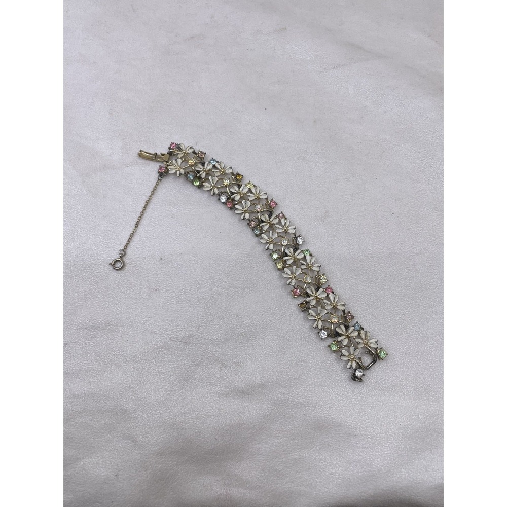 Vintage Coro Enamel Daisy Bracelet Pastel READ